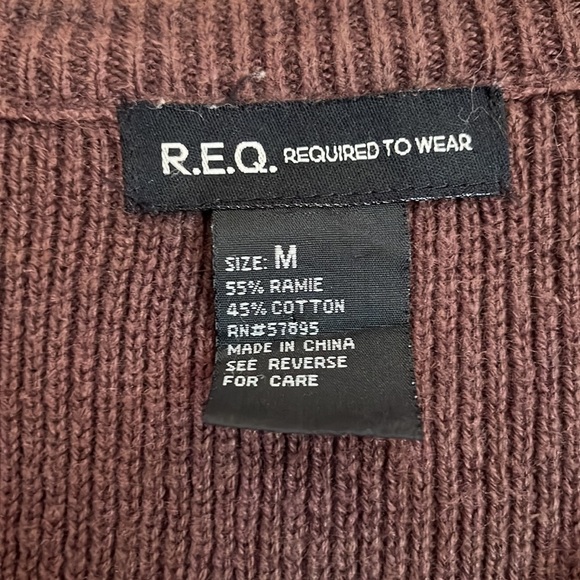 R.E.Q. required to wear-size M-chocolate brown-three button sweater cardigan - Picture 3 of 10